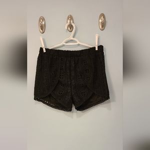 Black crochet shorts